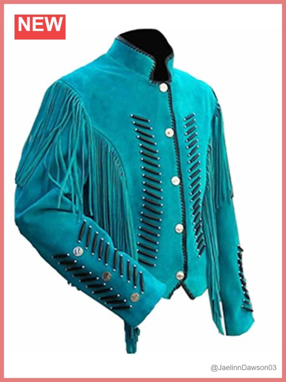 Suede Leather Western Aviator Jacket Fringed Bones Notch Collar